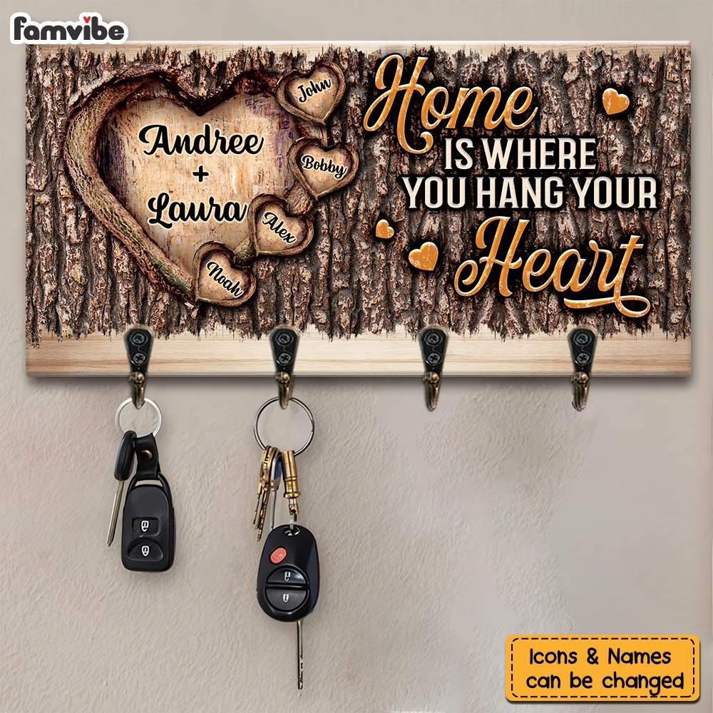 Personalized Home Is Where You Hang Your Heart Couple Key Holder 28930 Primary Mockup