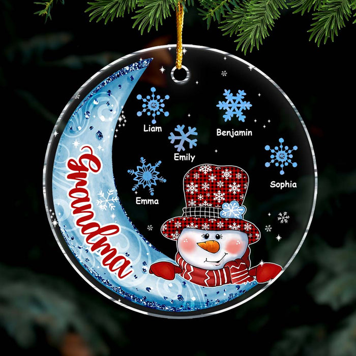 Personalized Gift For Nana Grandma Snowman Circle Ornament 28932 1