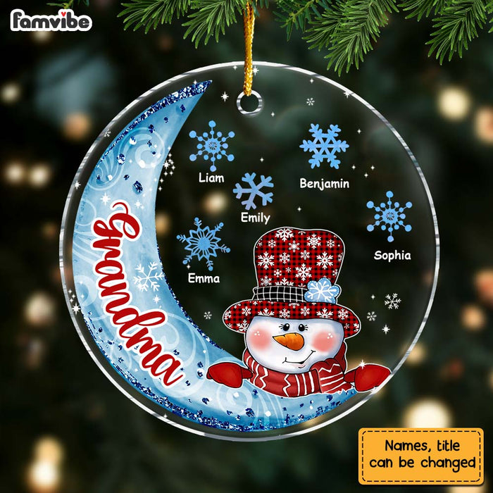 Personalized Gift For Nana Grandma Snowman Circle Ornament 28932 1