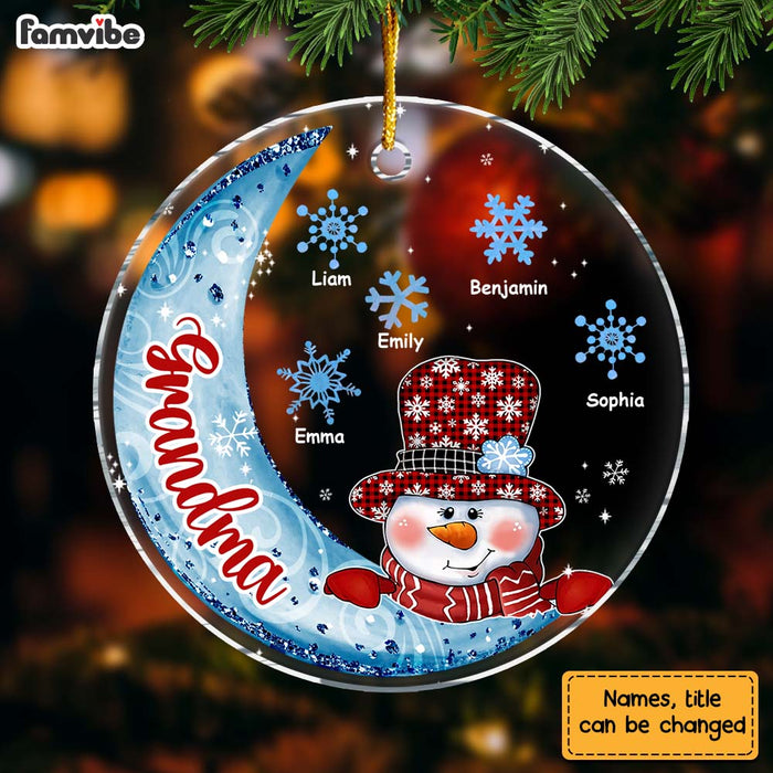 Personalized Gift For Nana Grandma Snowman Circle Ornament 28932 1
