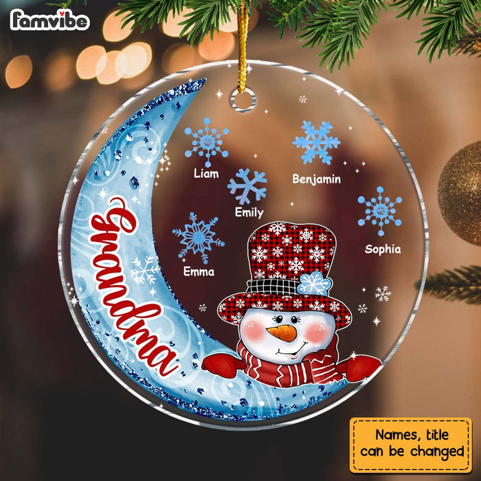 Personalized Gift For Nana Grandma Snowman Circle Ornament 28932 1