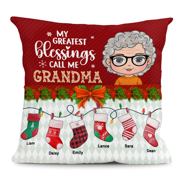 Personalized Gift For Grandma Greatest Blessings Call Me Grandma Pocket Pillow With Stuffing 28937 1