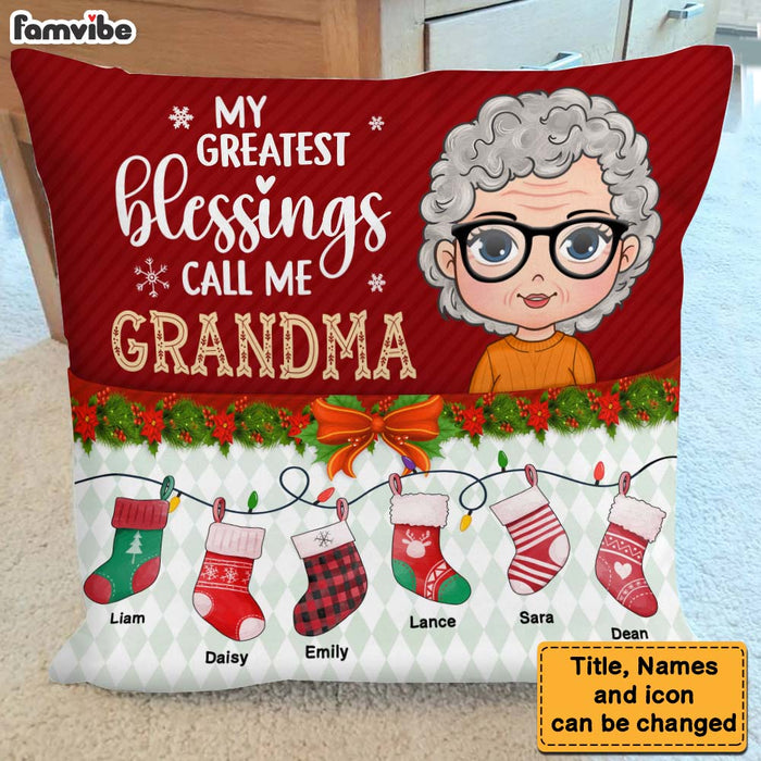 Personalized Gift For Grandma Greatest Blessings Call Me Grandma Pocket Pillow With Stuffing 28937 1