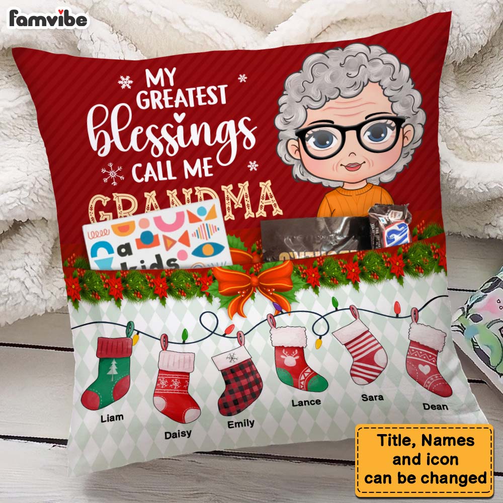 Personalized Gift For Grandma Greatest Blessings Call Me Grandma Pocket Pillow 28937 Primary Mockup