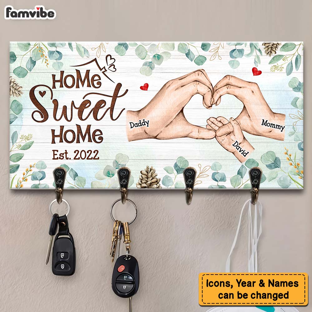 Personalized Gift For Family Home Sweet Home Key Holder 28945 Primary Mockup