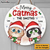 Personalized Cat Christmas Cat Mom Merry Catmas Round Wood Sign 28947 1