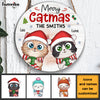 Personalized Cat Christmas Cat Mom Merry Catmas Round Wood Sign 28947 1