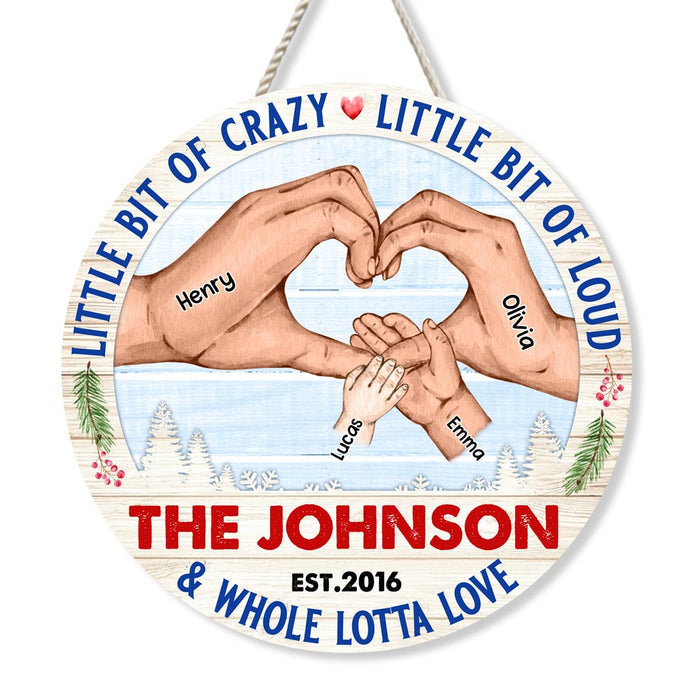 Personalized Family Hands Custom Family Name Round Wood Sign 28948 1