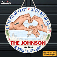 Personalized Family Hands Custom Family Name Round Wood Sign 28948 thumb 1