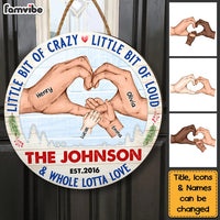 Personalized Family Hands Custom Family Name Round Wood Sign 28948 thumb 1