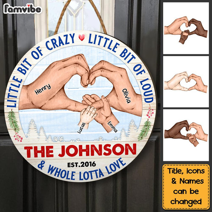 Personalized Family Hands Custom Family Name Round Wood Sign 28948 1