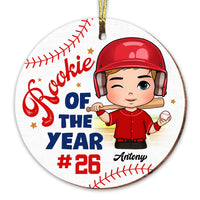 Personalized Gift For Grandson Baseball Rookie Of The Year Circle Ornament 28955 thumb 1
