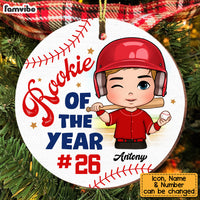 Personalized Gift For Grandson Baseball Rookie Of The Year Circle Ornament 28955 thumb 1