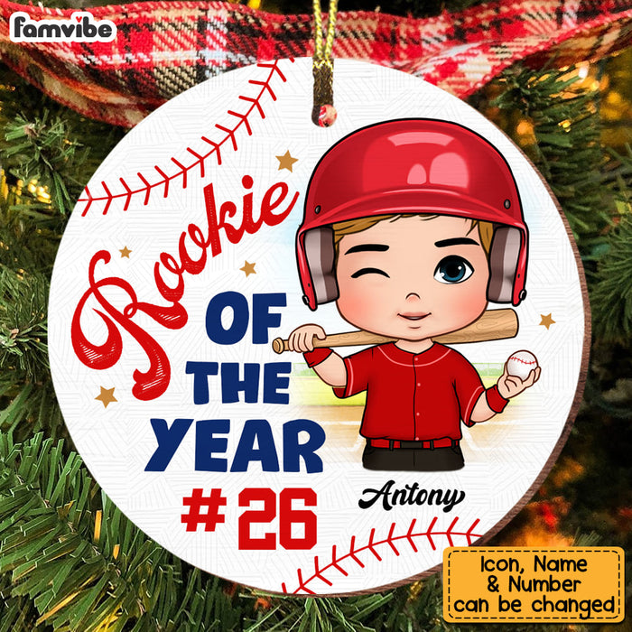 Personalized Gift For Grandson Baseball Rookie Of The Year Circle Ornament 28955 1
