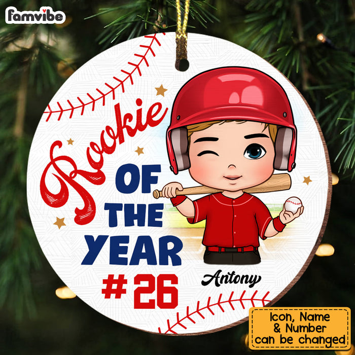 Personalized Gift For Grandson Baseball Rookie Of The Year Circle Ornament 28955 1