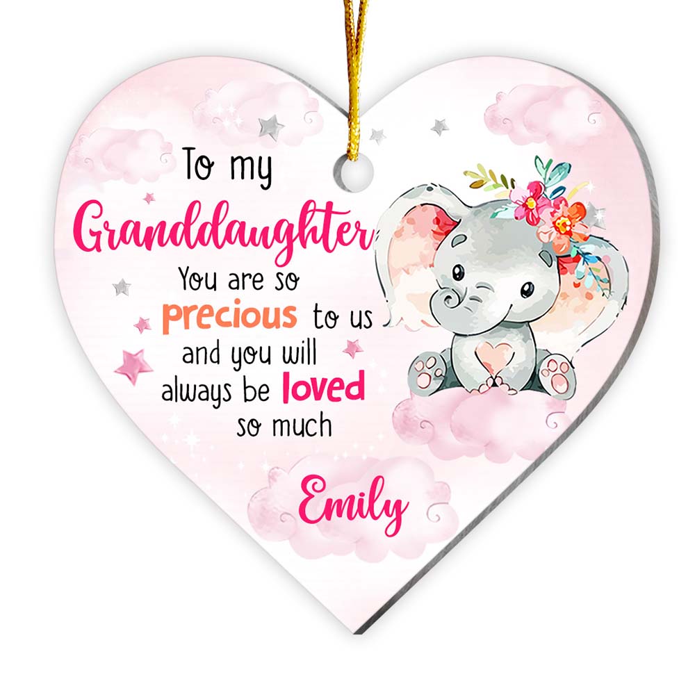 Personalized Gift For Granddaughter Precious To Us Elephant Heart Ornament 28956 Primary Mockup