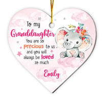 Personalized Gift For Granddaughter Precious To Us Elephant Heart Ornament 28956 thumb 1