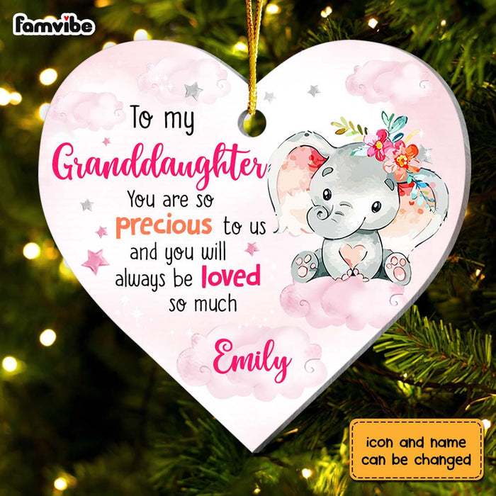 Personalized Gift For Granddaughter Precious To Us Elephant Heart Ornament 28956 1
