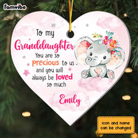Personalized Gift For Granddaughter Precious To Us Elephant Heart Ornament 28956 thumb 1