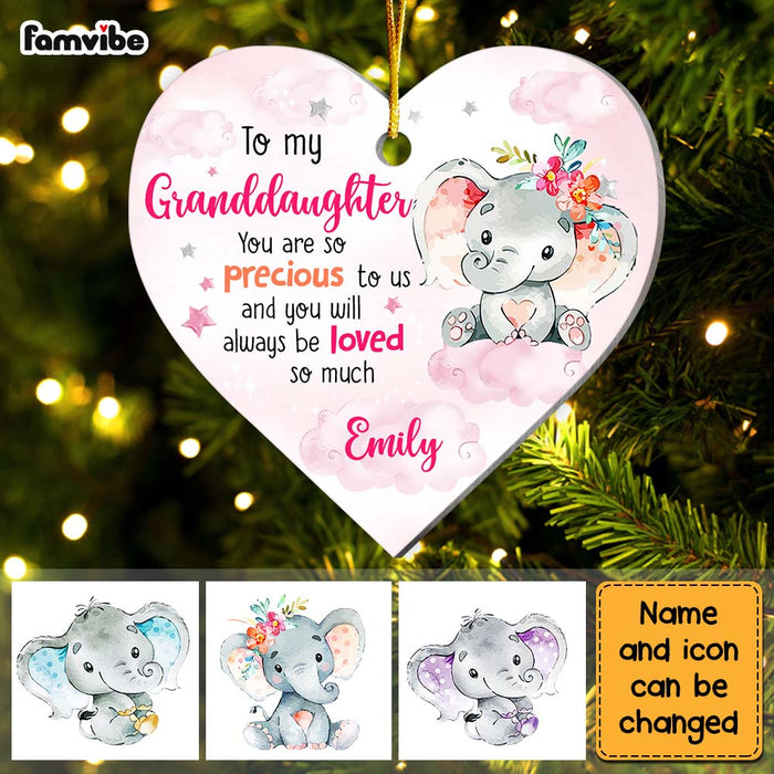 Personalized Gift For Granddaughter Precious To Us Elephant Heart Ornament 28956 1