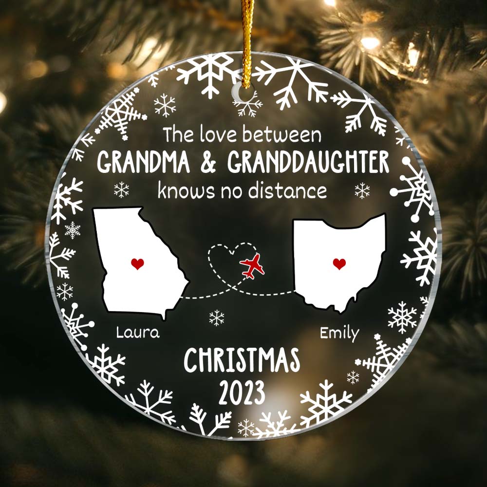 Personalized Gift For Granddaughter Love Between Knows No Distance Circle Ornament 28958 Primary Mockup