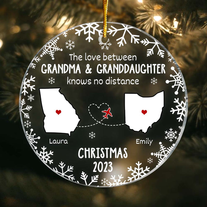 Personalized Gift For Granddaughter Love Between Knows No Distance Circle Ornament 28958 1