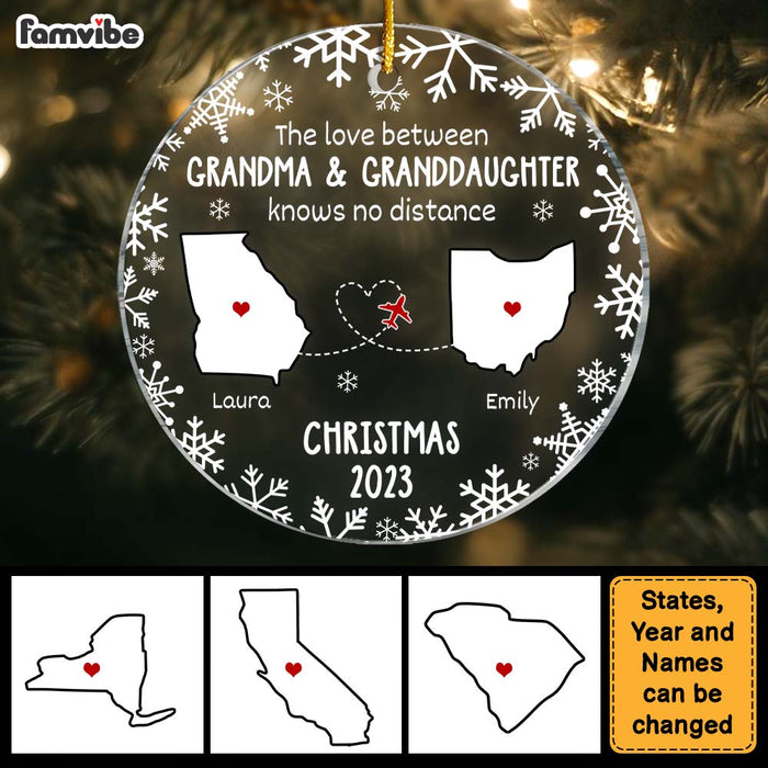 Personalized Gift For Granddaughter Love Between Knows No Distance Circle Ornament 28958 1