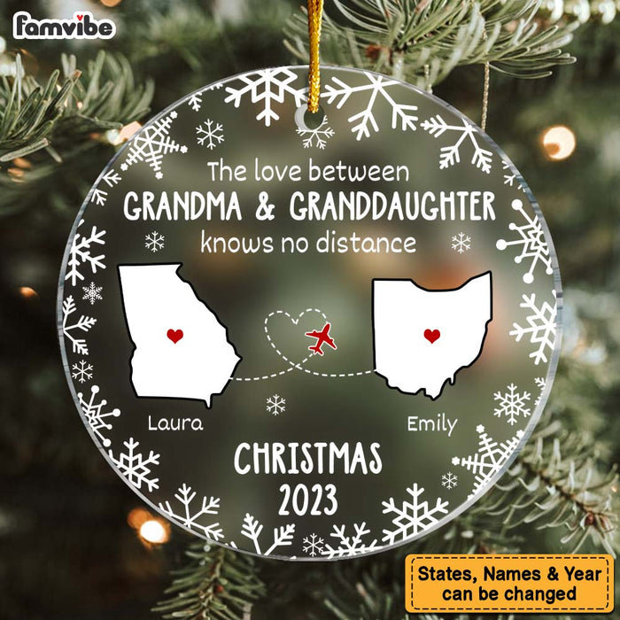 Personalized Gift For Granddaughter Love Between Knows No Distance Circle Ornament 28958 1