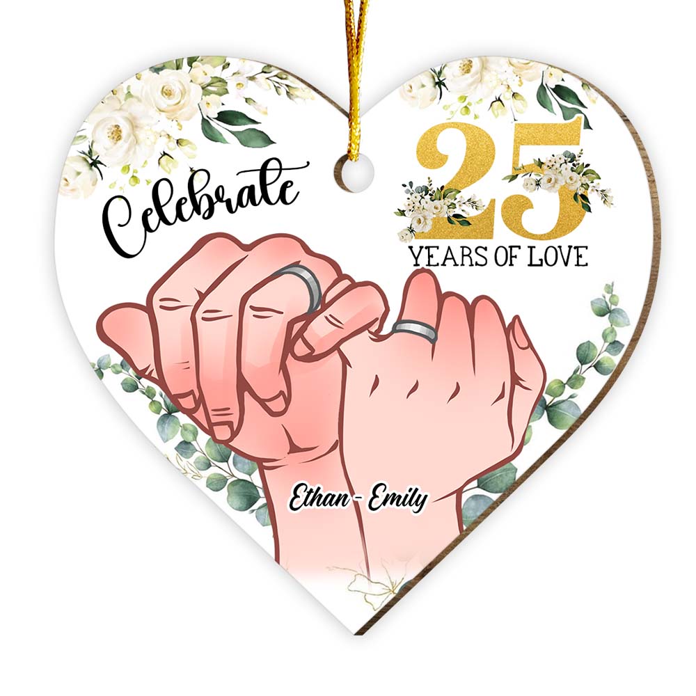 Personalized Gift For Couple Celebrate 25 Years Of Love Heart Ornament 28960 Primary Mockup