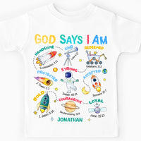 Personalized Gift For Grandson God Says I Am Space Theme Kid T Shirt 28819 28961 thumb 1