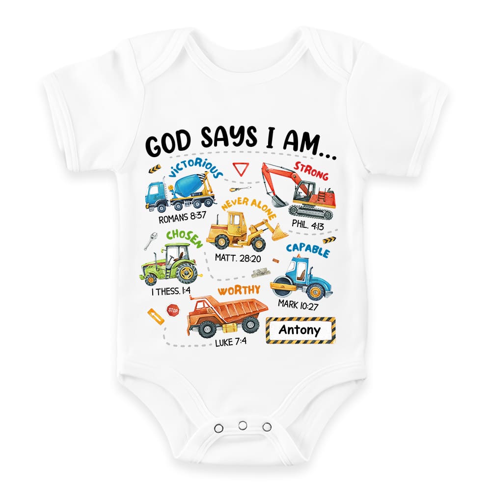 Personalized Gifts For Grandson Construction Machines I Am Baby Onesie 28968 Primary Mockup