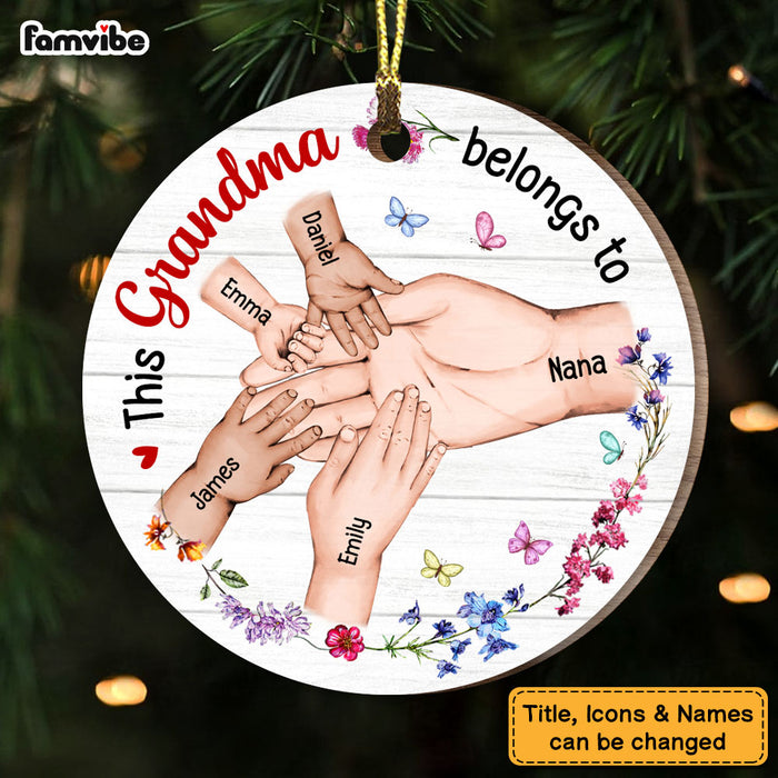 Personalized This Grandma Belongs To Circle Ornament 28971 1