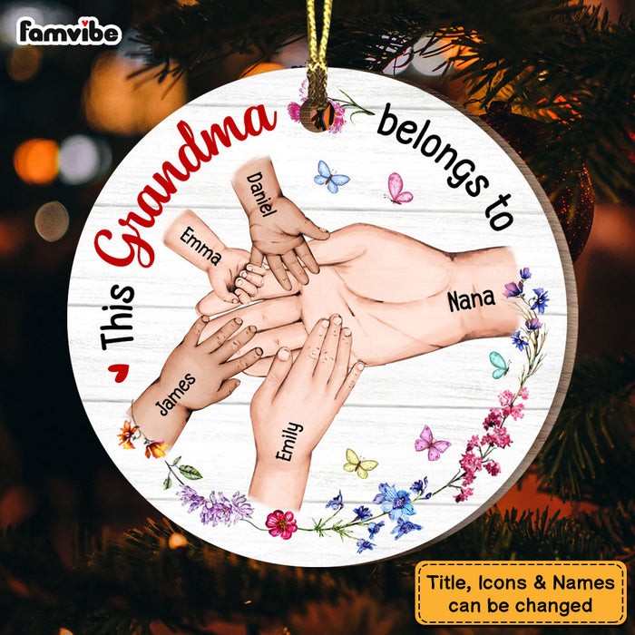 Personalized This Grandma Belongs To Circle Ornament 28971 1