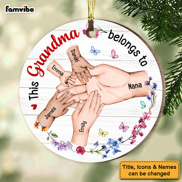 Personalized This Grandma Belongs To Circle Ornament 28971 1