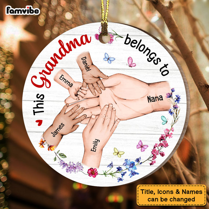 Personalized This Grandma Belongs To Circle Ornament 28971 1