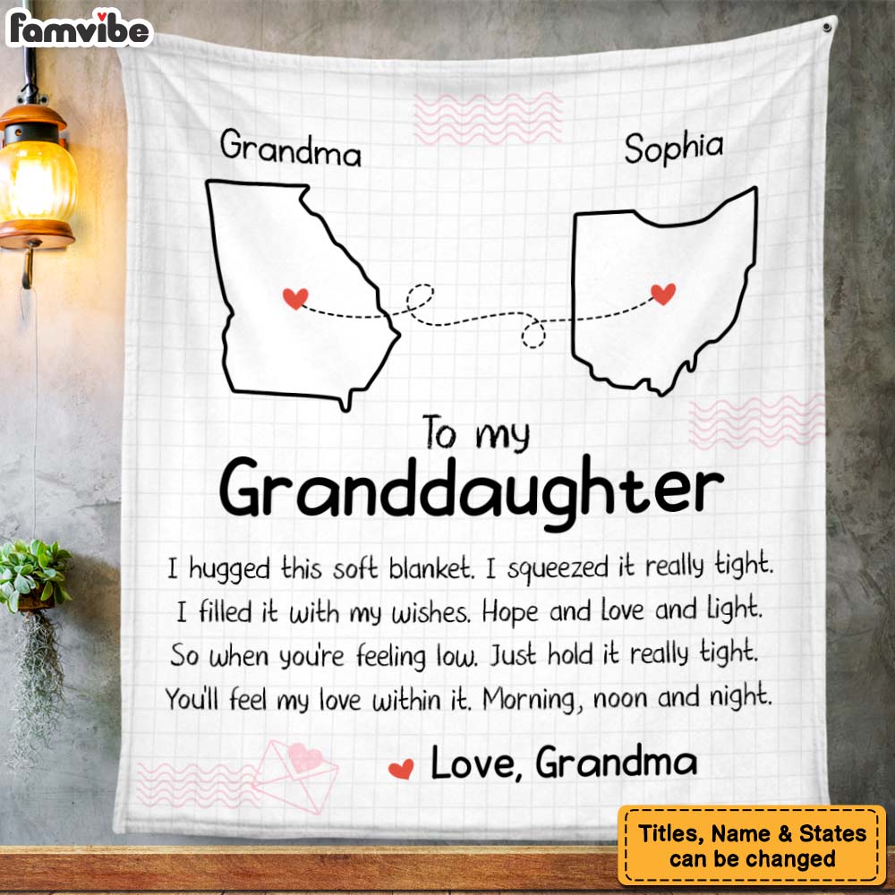Personalized Granddaughter Long Distance Hug This Drawing Blanket 28977 Primary Mockup