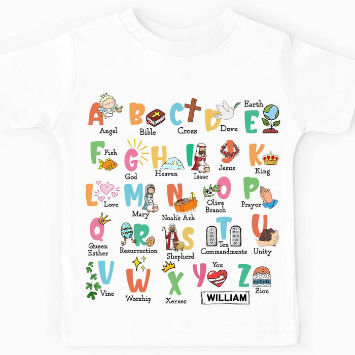 Personalized Gift For Grandson Biblical Alphabet Kid T Shirt 28985 1