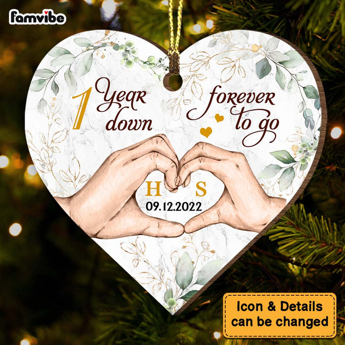 Personalized Wedding Anniversary One Year Down Forever To Go Heart Ornament 28987 1