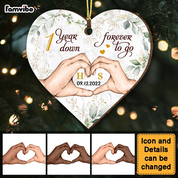 Personalized Wedding Anniversary One Year Down Forever To Go Heart Ornament 28987 1