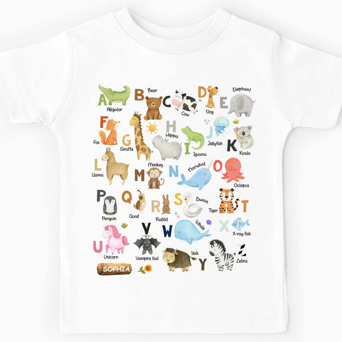 Personalized Gift For Granddaughter Animal Alphabet Kid T Shirt 28990 1
