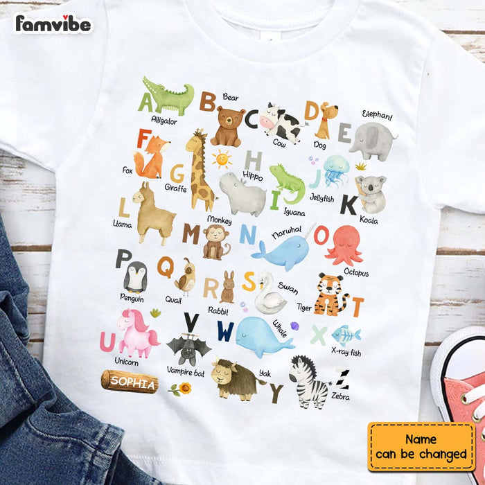 Personalized Gift For Granddaughter Animal Alphabet Kid T Shirt 28990 1