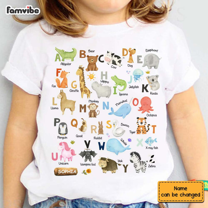 Personalized Gift For Granddaughter Animal Alphabet Kid T Shirt 28990 1