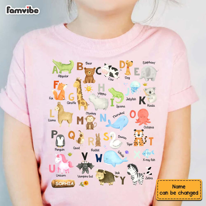 Personalized Gift For Granddaughter Animal Alphabet Kid T Shirt 28990 1