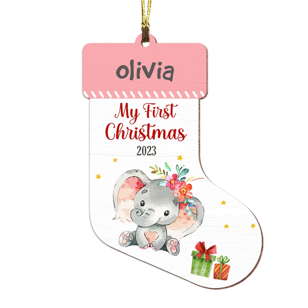 Personalized Elephant Baby First Christmas Ornament 28992 Primary Mockup