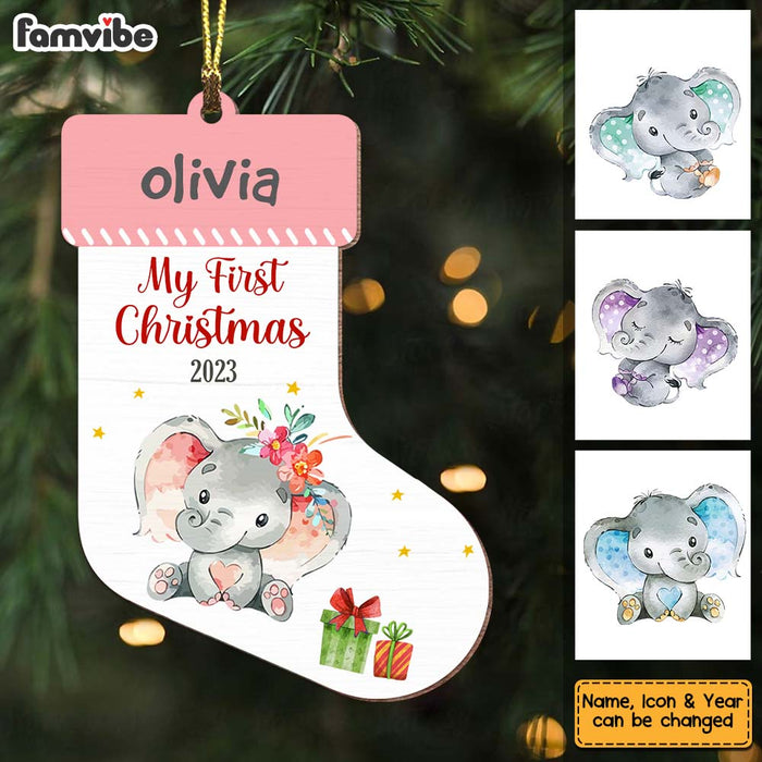 Personalized Elephant Baby First Christmas Ornament 28992 1