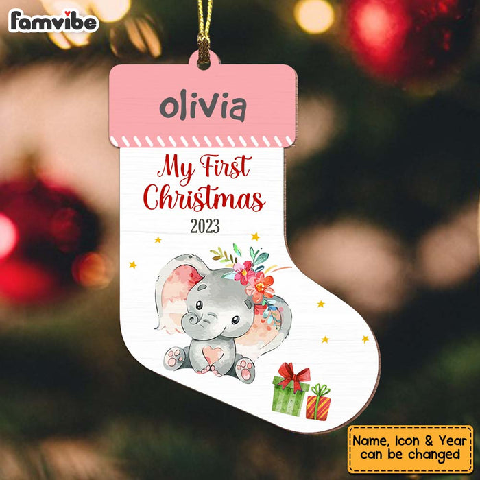 Personalized Elephant Baby First Christmas Ornament 28992 1