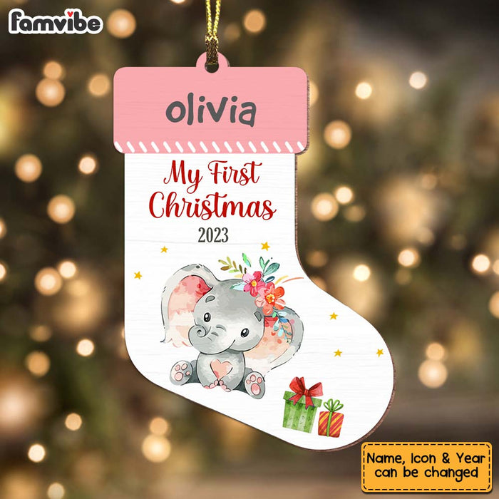 Personalized Elephant Baby First Christmas Ornament 28992 1