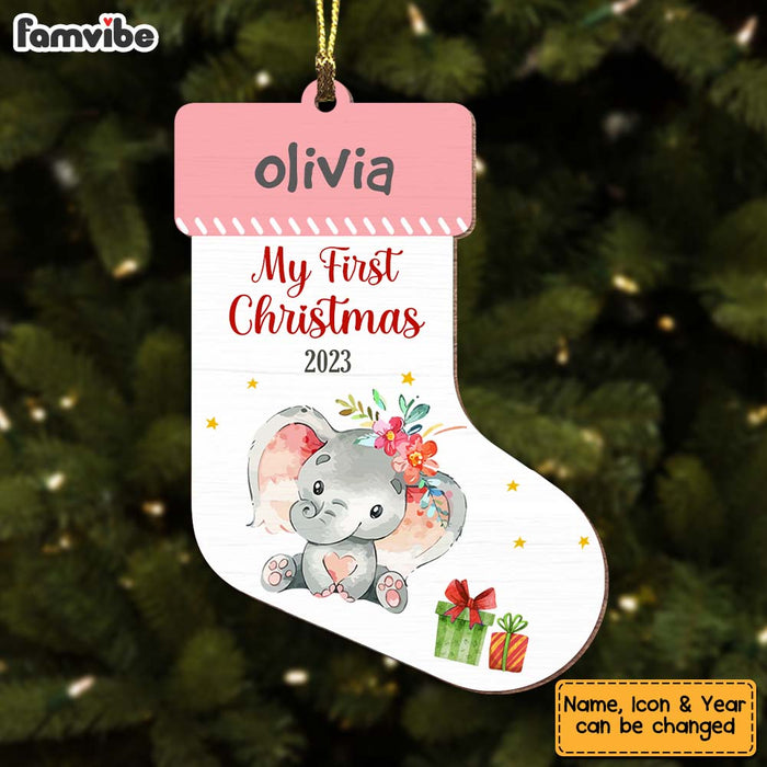 Personalized Elephant Baby First Christmas Ornament 28992 1