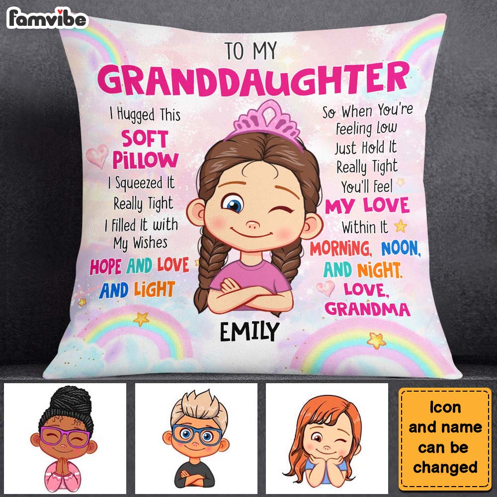 Personalized Gift For Granddaughter Hug This Pillow 28993