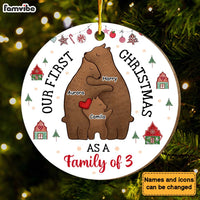 Personalized Gift For Family First Christmas Bear Hugging Circle Ornament 28994 thumb 1
